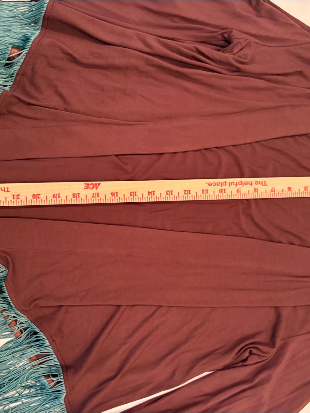 Boston Proper Brown Kimono Cape with Teal Fringe -Large-western-boho-prarie - Picture 5 of 11